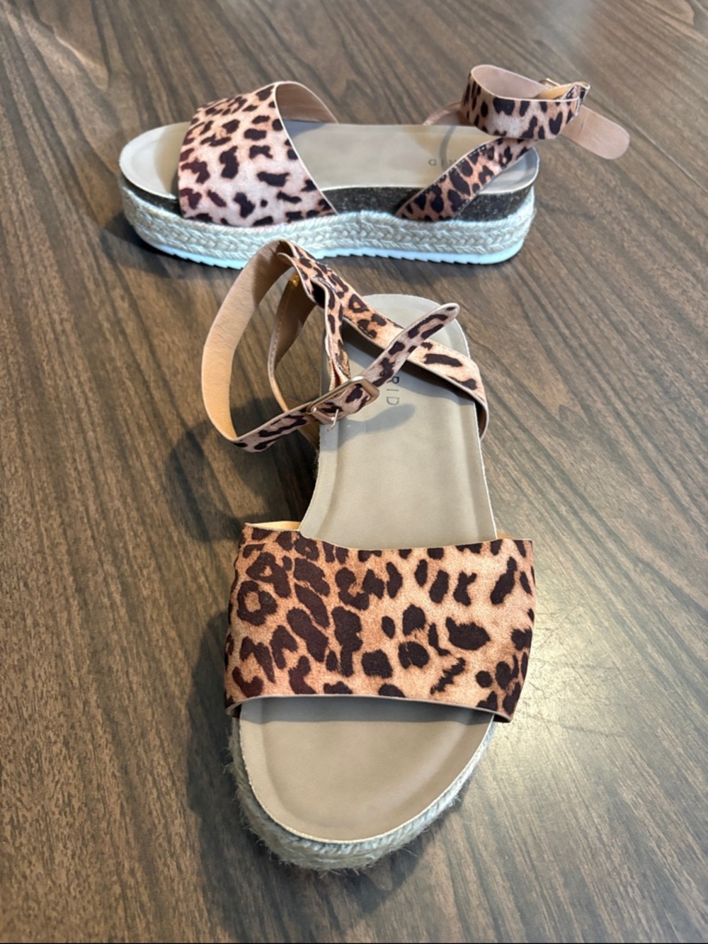 Torrid 7.5 Leo Leopard Print Espadrille Sandals Double Strap Platform